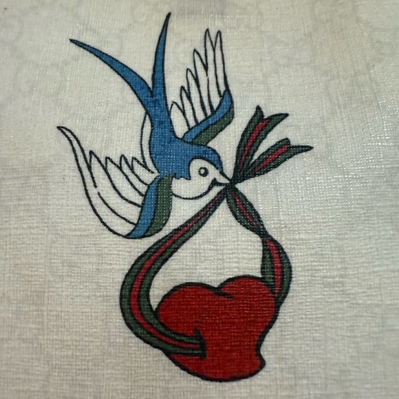 Gucci Vintage Tattoo Tote | Y2K Sacred Heart Swallow Canvas Bag - Picture 10 of 12
